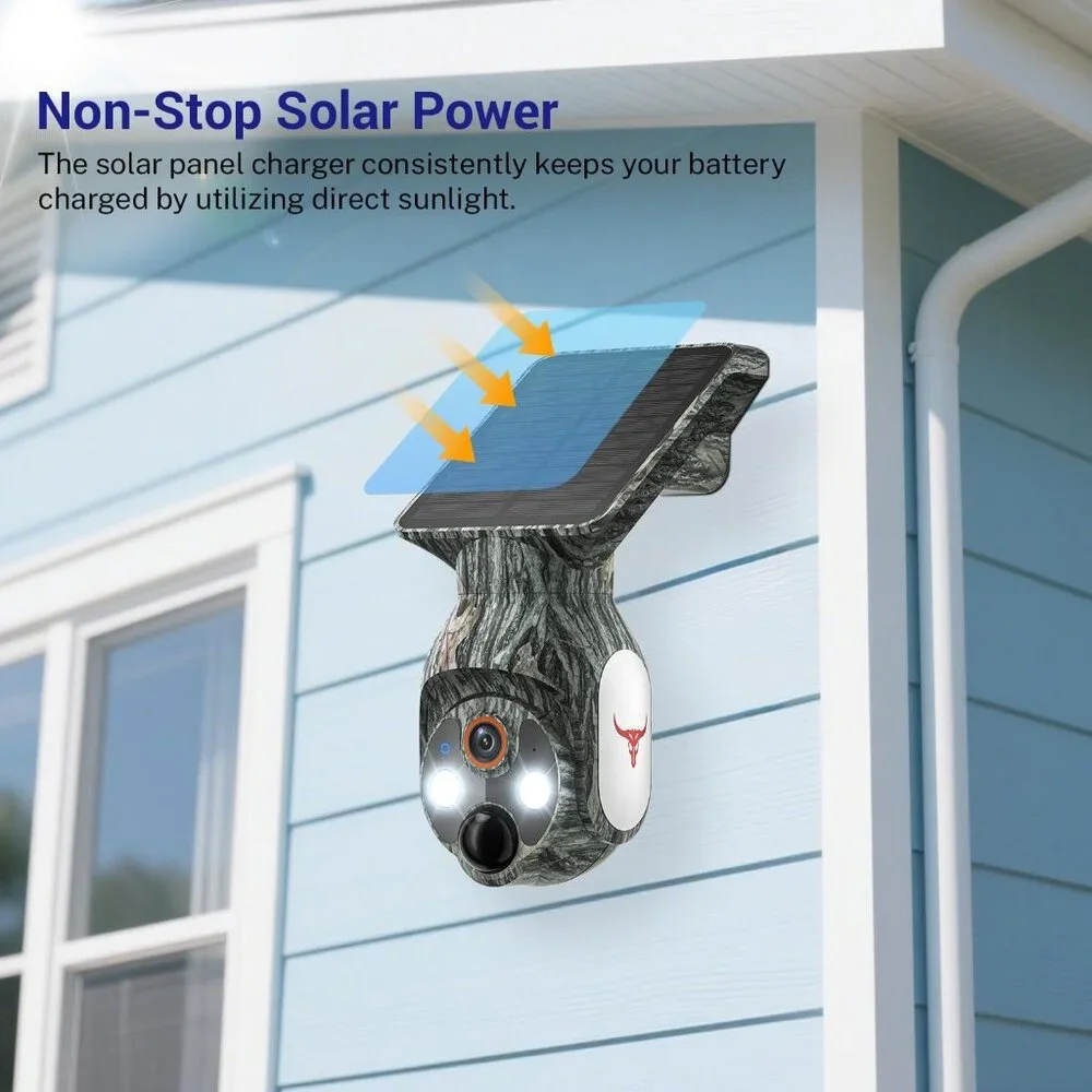 1080P Solar Security Cameras Wireless Outdoor, 360° View Pan/Tilt 2.4Ghz WiFi